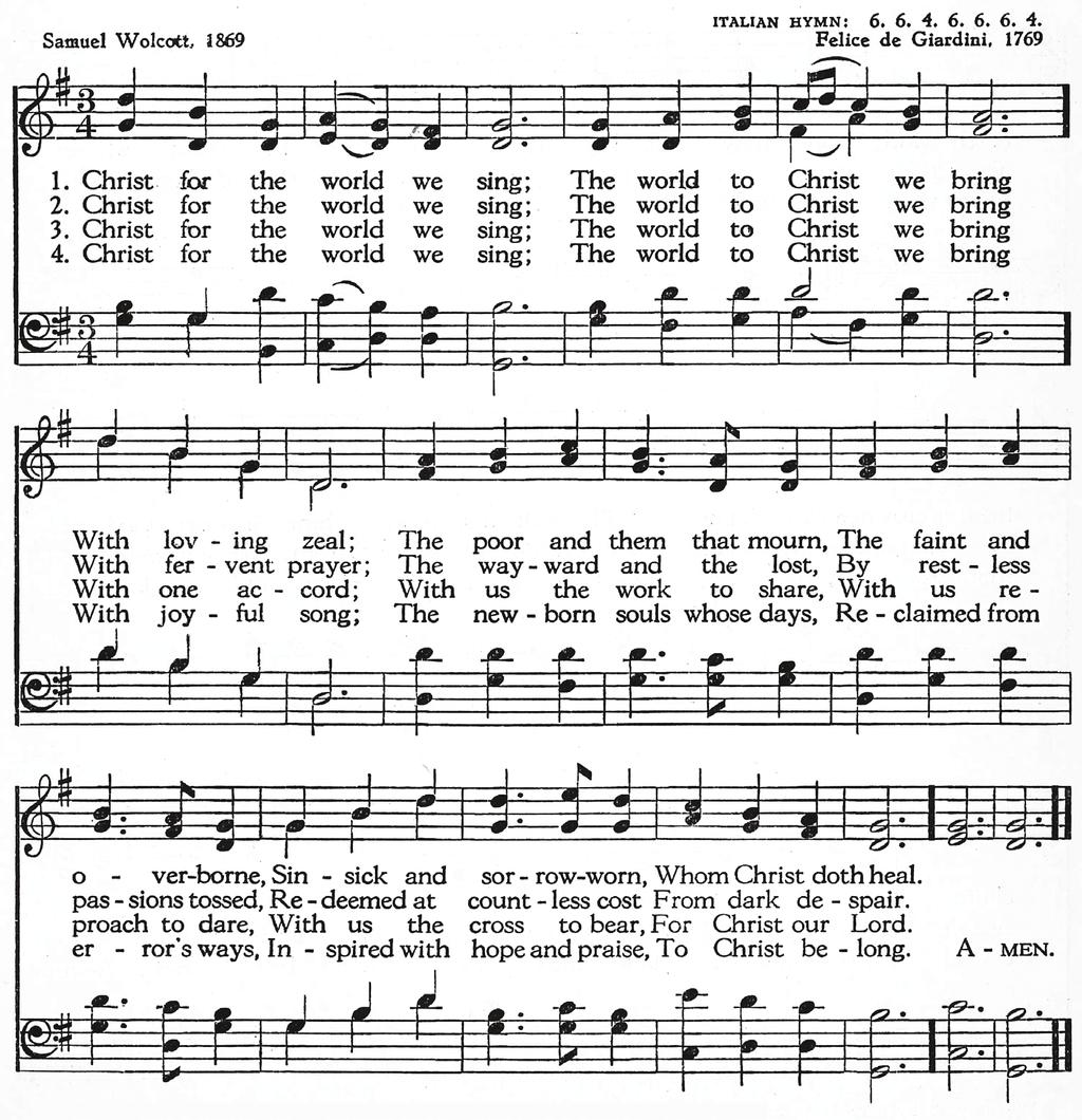 Thanksgiving Sermon Hymn We respond by presenting our offerings, setting the