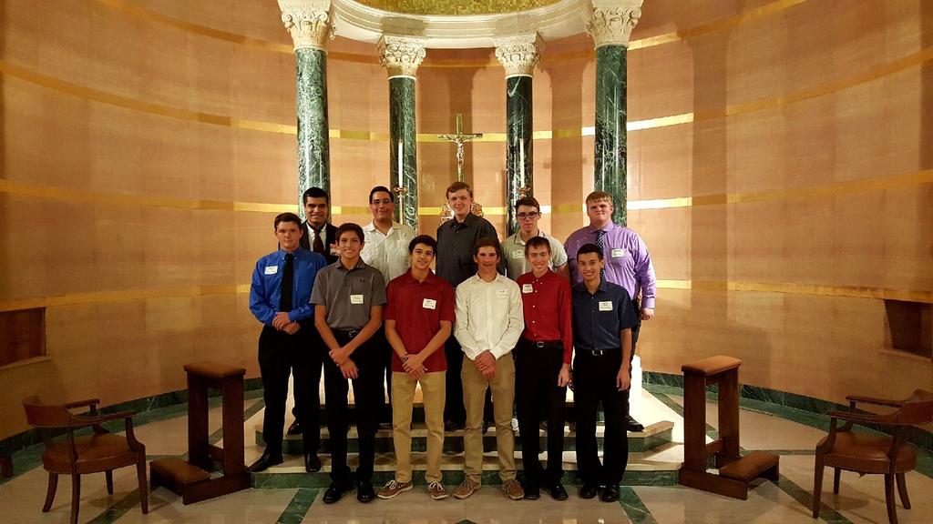 Prince of Peace with the top number of high school boys attending the Andrew Dinner with 9 young men, then St. Andrew s in Channelview with 8 and St. John the Baptist s in Alvin with 7.