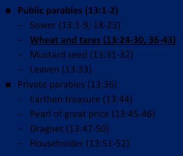 Why The Parable of the Sower Does Not 1. The sower went out to sow (13:3) 2.