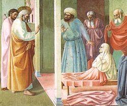 John 10:22-30 Psalm 23 Healing and Raising of the Cripple and raising of Tabitha-- Masoliano da Panicale (1425)