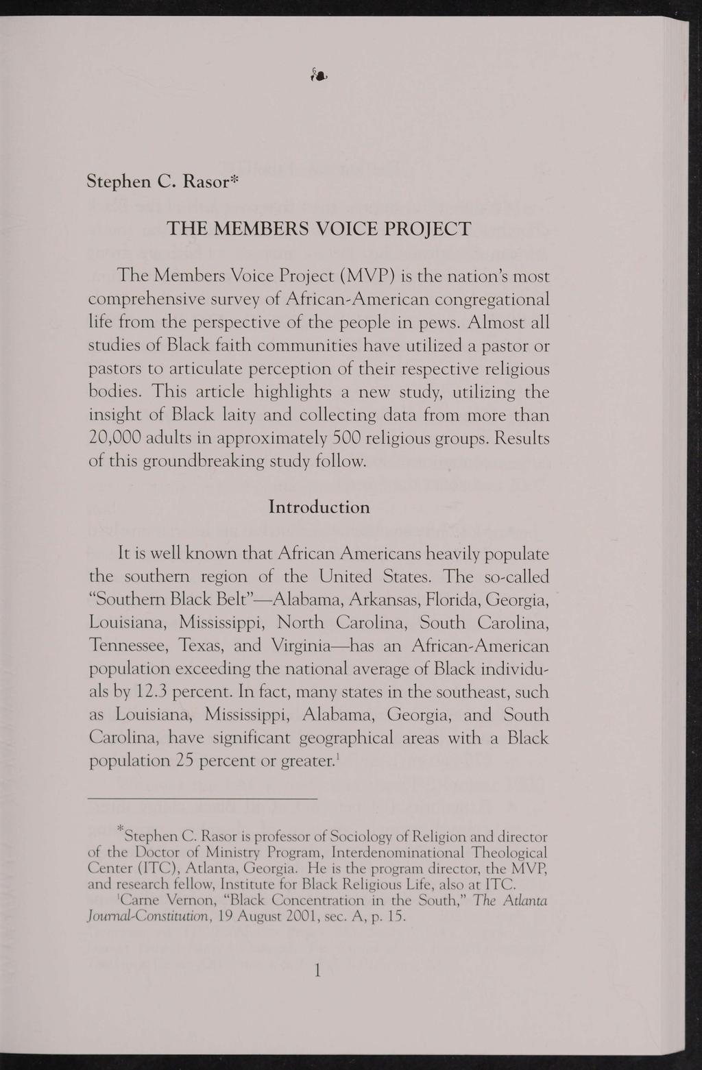 Rasor: The Members Voice Project Stephen C.