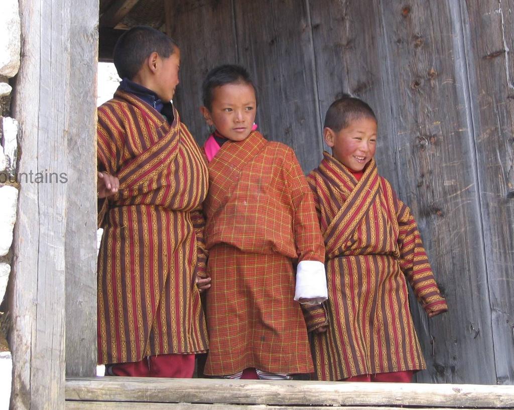 BHUTAN HIGHLIGHTS Bhutanese boys in National Costume Ann Foulkes, trekmountains Grade: Dates: Gentle Land-only duration: Trekking
