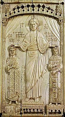 depiction of Otto II and Theophano is an ivory plaque showing the imperial couple being crowned by Christ [see figure 3.1].