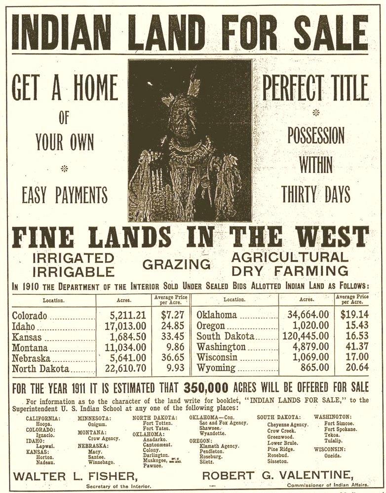 7. What federal policy or piece of legislation led to this advertisement for Indian land? Treat all men alike. Give them the same laws. Give them all an even chance to live and grow.
