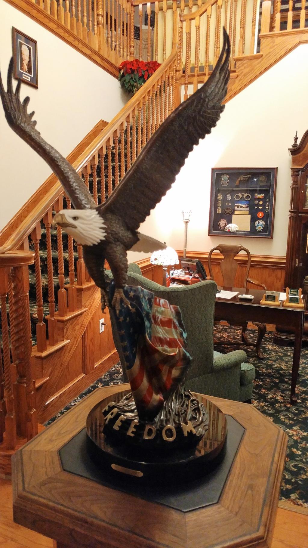 Pictured: Freedom Bust at McCoy Funeral Home in Blacksburg which contains ashes from 9