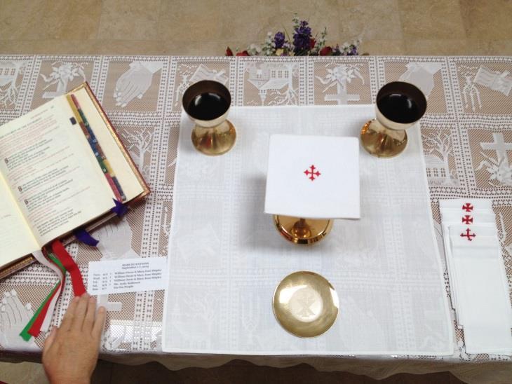 directly in front of him, and hold the binder so that Father may read the prayers of the faithful. After Father is finished, the Crucifix bearer will return the binder to the table. 2.