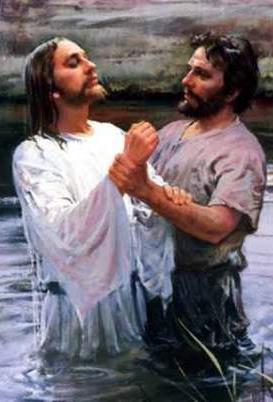 John The Baptist Jesus was baptised in the river Jordan by