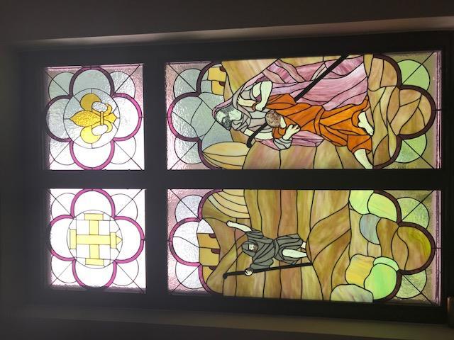 The third window shows the Prodigal Son being received into the