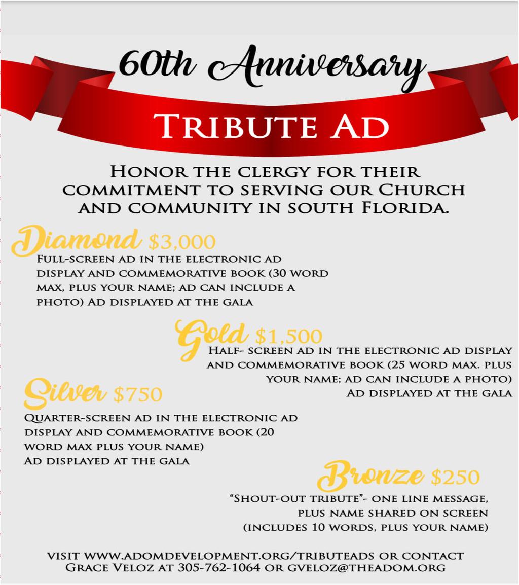 Honor the clergy who have impacted your life by purchasing a 60th Anniversary
