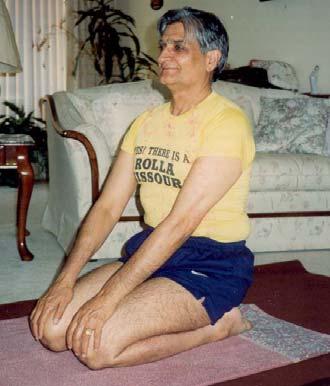 2 Sitting (a). Vajar Asana, Figure 7. Sit with legs turned backwards. Keep hands on thighs. Breathe slowly.