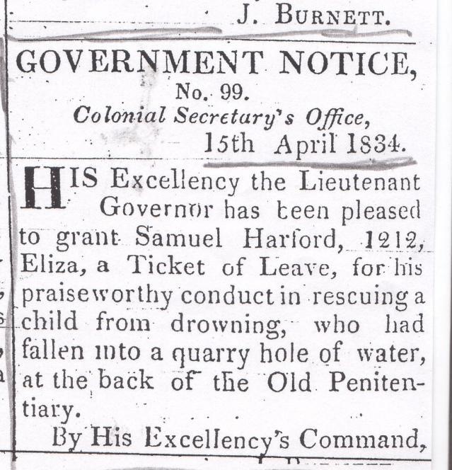 6 Hobart Town Gazette 18 April 1834 p276 PARDONS In England there had been a campaign to secure amnesty for the Swing rioters even as they were still in the Hulks.
