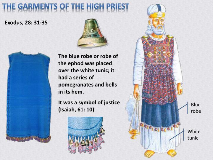 Clothing The over garments that begin with the robe where the service garments of dignity and authority.