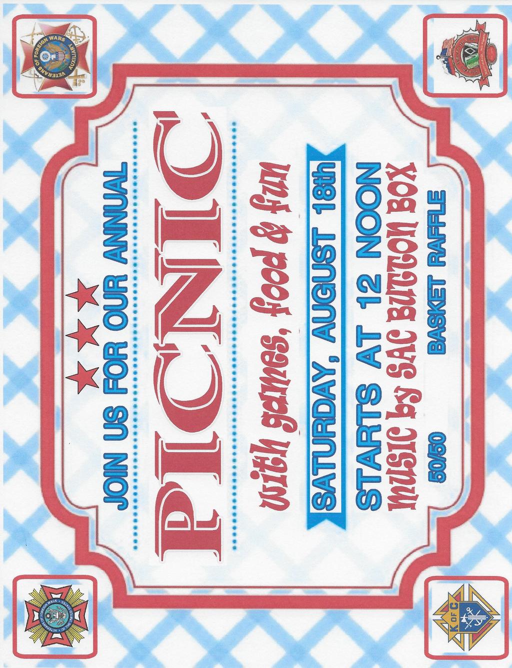 For the PICNIC, SAC Members will be responsible for: 1. Music from 12:00 pm to 6:00 pm on the indoor stage in the hall. Please coordinate this with Mike Masten (734-368-2240).