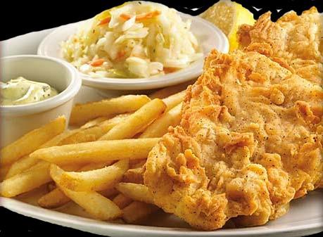 Meal includes fried or baked cod, choice of 2 sides (French fries, macaroni & cheese,