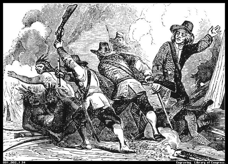 1637 English settlers and the Pequot tribe fought in the Pequot War, in which the English set fire to a Pequot village on Connecticut s Mystic River,
