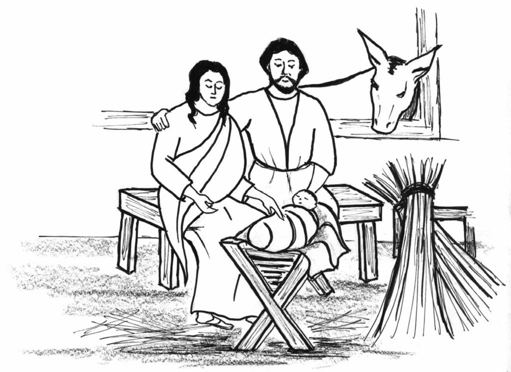 Mary and Joseph were very tired, and they were glad to rest in the stable.