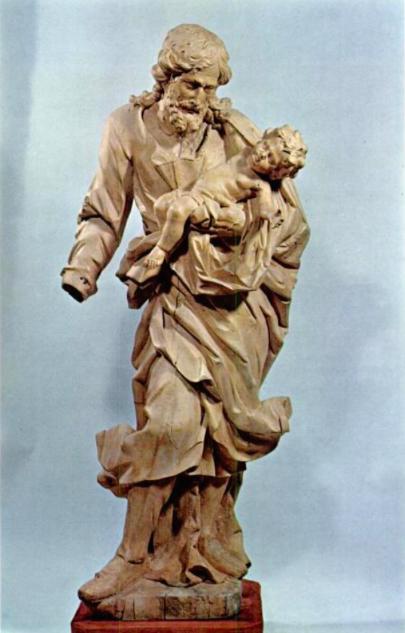 Fig. 2. Diego Francesco Carlone, Saint Joseph and the Christ Child, ca. 1715, lindenwood, 148.6 cm (h.), University Art Museum.