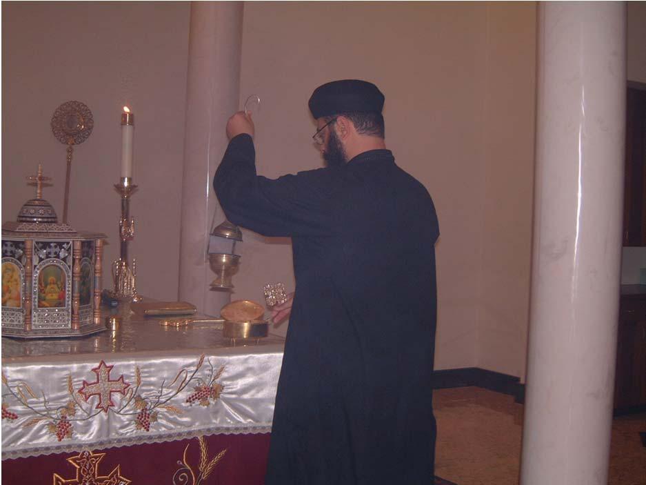 2. The Litany We notice during the procession that the priest offers incense before the main gate of the altar, before the Gospels on the Mangalia, the relics of the saints, the bishop (if he is in