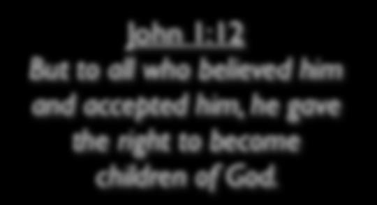 John 1:12 But to all who believed him and