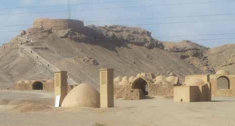DAY 10 (Thu, April 26): YAZD Above: Mahan, Shahzadeh Garden, a late 19th century Qajar period garden and house; Below: Zoroastrian Towers of Silence (called a Dakhma, a wide tower with a platform