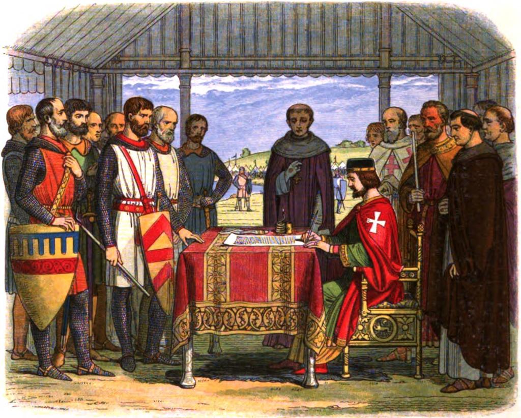 Magna Carta marks a clear stage in the collapse of English feudalism. Feudal society was based on links between lord and vassal. At Runnymede the nobles were not acting as vassals but as a class.