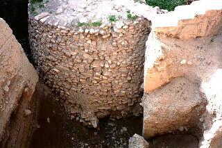 A tower (right) found in the Jericho ruins dates back before Abraham's time. The tower is made from stones obtained when the surrounding moat was cut. It was connected to a mud brick wall.