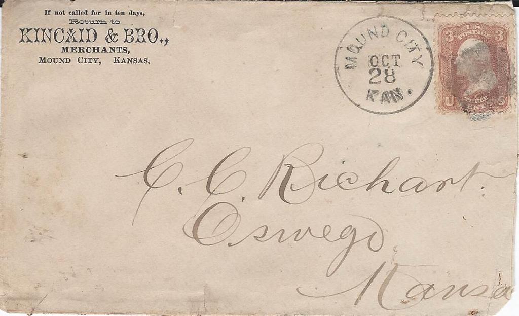postmarked Oct 28 9 Wichita Stamp