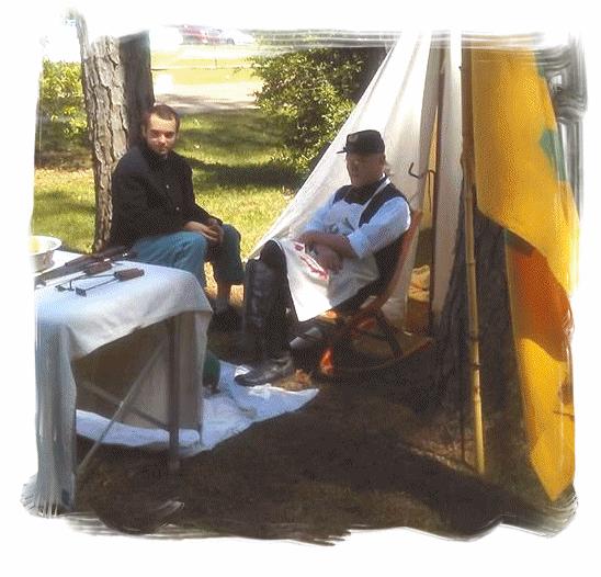 (L) The Union medical tent was staffed by Devan Montez and our surgeon, Richard Coke Kochendofer. Troy Civil War Forum Camp 911 1 st Lt.