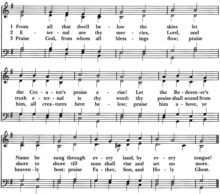 Hymn old hundredth Text: Isaac Watts, 1719, Thomas Ken, 1709; Tune: L. Bourgeois, 1551 Holy Eucharist Prelude Thy rebuke hath broken His heart: He is full of heaviness.