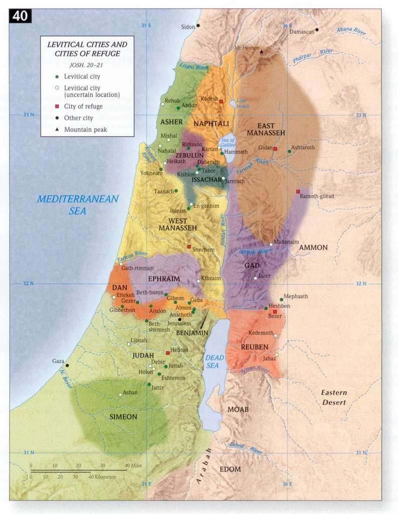 East Manasseh. 2. The provisions made for Judah, Ephraim, and West Manasseh. 3. The boundaries of the remaining seven tribes: Benjamin, Simeon, Zebulun, Issachar, Ashur, Naphtali, and Dan.