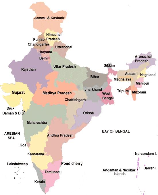 5. Point out the origination of the following dances in the map of India below: Classical Dances Folk Dance a. Bharatanatyam j. Kalbelia b. Gauriya Nritya k.