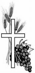 WHEAT AND GRAPES: Because of the bread and wine they produce, the symbol of wheat and grapes are often used to designate Eucharist.