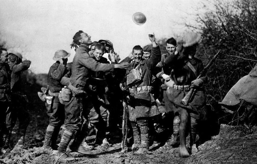 Soldiers Celebrating News of Armistice The 4 August 2014 marks the 100th anniversary of the day Britain entered one of the costliest conflicts in history the First World War, which ended on the 11