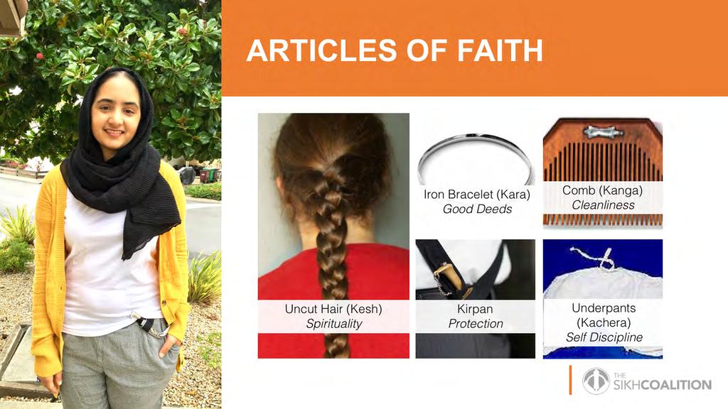 Here is the Sikh identity. The Sikhs were formally given this identity on Vaisakhi. These are the five articles of faith.