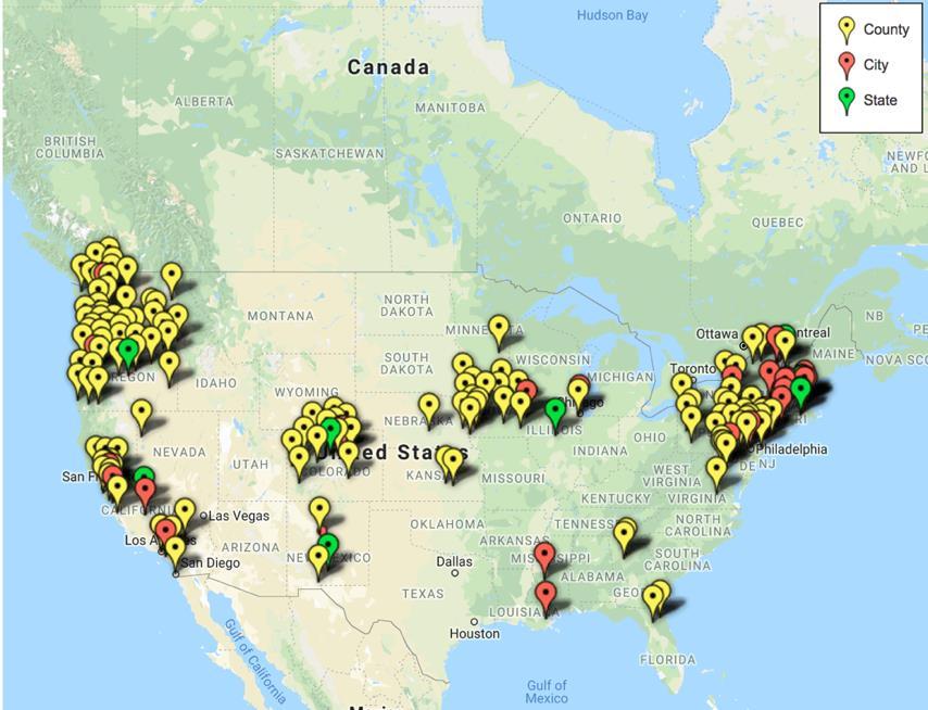 Sanctuary Cities and States in the United States of