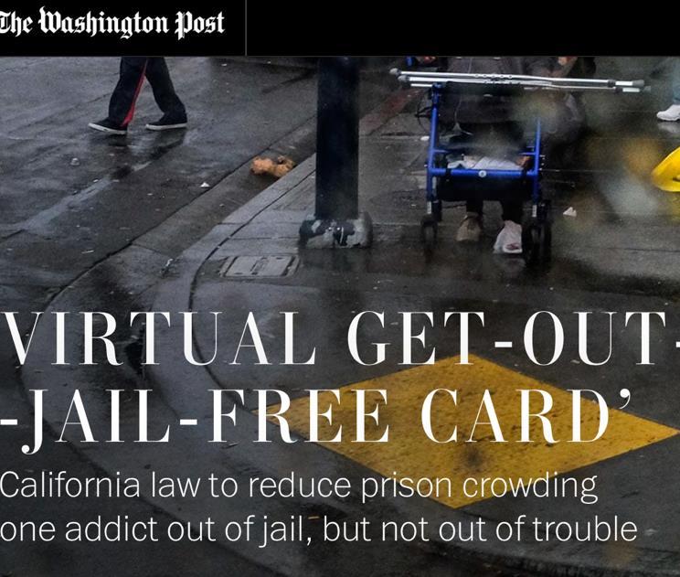 Penalty Reduction to Crimes Committed No jail time, only a ticket for: Possession of drugs under $950 Stealing anything under $950, to buy more drugs Even the offender knows something is wrong: A