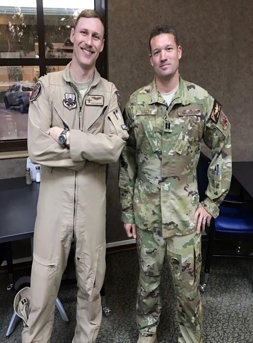"I was thrilled to have a fellow Lancer in the air with me over a combat zone," said Keli Kaaekuahiwi, who was piloting an A-10 Warthog being refueled by Daniel Greer flying a KC-135 Stratotanker