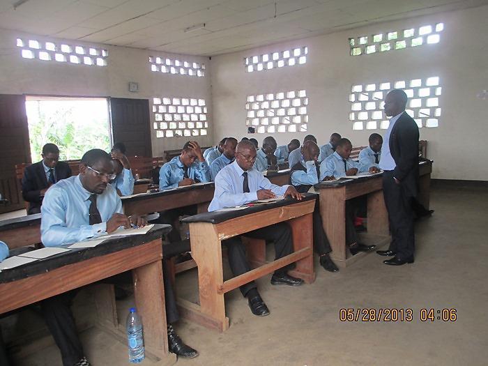 Here are the 27 students at the Cameroon Bible Institute with David Ballard who is the Bear
