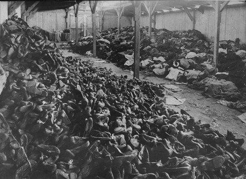 A warehouse full of shoes and clothing confiscated from the prisoners and