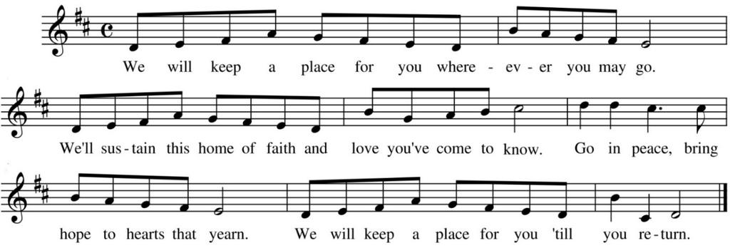 CHILDREN S RECESSIONAL (Children are invited to depart for S.P.I.R.I.T. Church School) We Will Keep a Place For You by John Corrado ANTHEM Not One Sparrow is Forgotten Shaker Hymn The Choir arr.