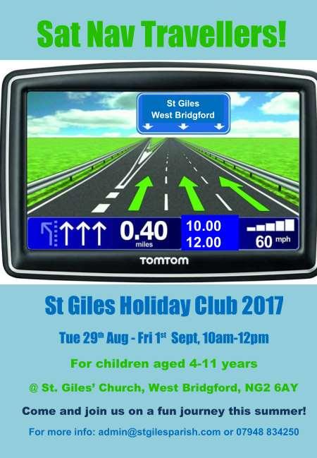 on 07827 291724 or jackie.johnson@southwell.anglican.org. For an application form please contact catriona@southwell.anglican.org or kate.hurst@southwell.anglican.org. Holiday Club Sat Nav Travellers Booking forms can be found at the back of church for this summer s Sat Nav Travellers holiday club.