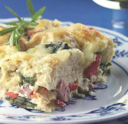 Food For Thought Ham & Cheese Breakfast Casserole Ingredients 6 servings 4 large eggs 4 large egg whites 1 cup nonfat milk 2 tablespoons Dijon mustard 1 teaspoon minced fresh rosemary ¼ teaspoon