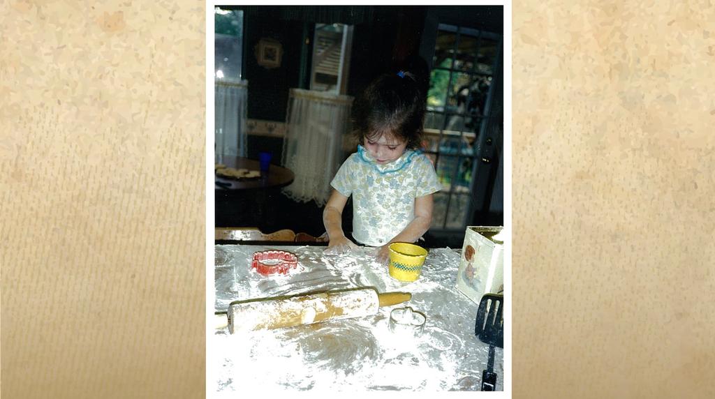 Let me give you another one. Look at this one. This one s graphic. This is my youngest daughter helping my wife bake cookies.