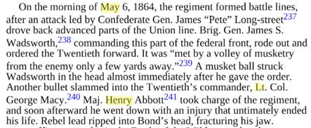 HENRY MAY BOND Henry May Bond (1836-64, publisher), Co. B, 45 th Mass. Infantry; later, Adjutant, 20 th Mass. Infantry. Harvard 1859.