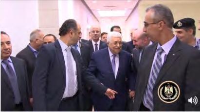 17 Mahmoud Abbas leaves the hospital in Ramallah accompanied by an entourage of senior PA figures (Facebook page of Mahmoud Abbas, July 29, 2017).