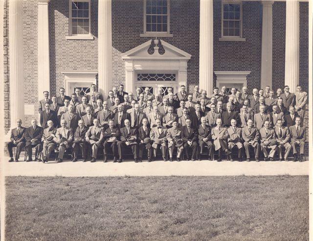 Men s Sunday School Class--Autumn 1951 Row 1: Clarence Hill, Dr. Starr, Phil Stone, B.R. Crockett,, Burns Roach, Clarence Hill, Tom Lambert, Sr, Lupo, Sid Davies, Carlton McCamy, Murray Whiteside, Rev.