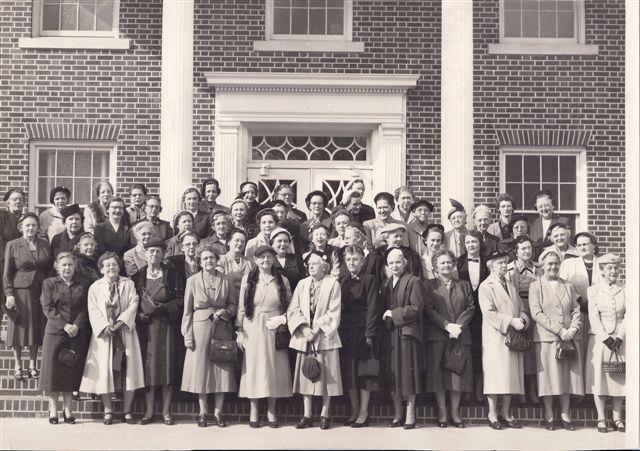 Women's Sunday School Class-Autumn 1951 Row 1: Mrs. Lester, Mrs. W.P. Bowen, Mrs. R.D. Jackson, Mrs. Clay Kenemer, Mrs. Charlie Deakins, Mrs. Tom Pierce, Mrs. J. Hamby Barton, Mrs.