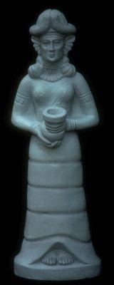 The Babylonian Mother Goddess Ishtar, shown above in her idol form, was another perpetuation of Eve, followed