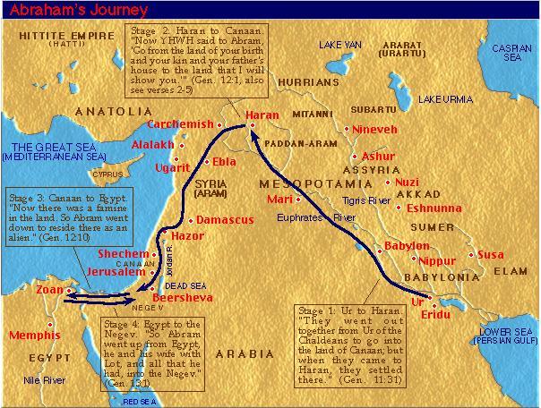 Genesis 12-13: Abram & Sarai God calls Abram, who is 75, to leave Ur and travel to Canaan.