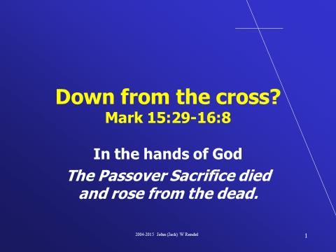 A huge issue Once again we are dealing with four stories that hang together. Christ is left hanging on the cross by the Romans after they crucify him. He is now in the hands of God.